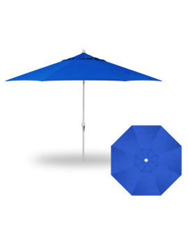 11' Auto Tilt Umbrella White / Cobalt